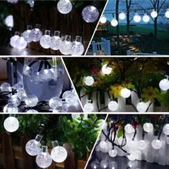 Solar String Lights Outdoor Waterproof,50LED Crystal Globe Solar String Lights,8 Mode 7M/24Ft Outdoor Solar Powered String Lights For Garden,Patio,Christmas,Parties,Wedding,Festival (Cool White) -Xmas Lighting Shop 71UZKOGIthL. AC SL1001