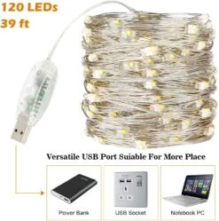 LED Fairy Lights USB Powered 39Ft 120 LED RGB & Warm White Fairy Lights For Bedroom, Color Changing String Fairy Lights With Remote/Timer, Christmas Halloween Twinkle Lights Indoor Outdoor Decoration -Xmas Lighting Shop 71V3LSyOaRL. AC SL1010