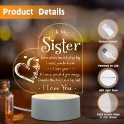 Afterprints Sister Gifts - To My Sister Night Light, Gifts For Sisters From Sisters Brother On Birthday Graduation Christmas, Engraved Night Lamp -Xmas Lighting Shop 71VFO943RKL. AC SL1500