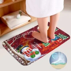 Christmas Pattern Bathroom Sets With Non-Slip Rugs Toilet Lid Cover And Bath Mat Coral Velvet 3 Piece Bathroom Decor Set Xmas Gifts For Christmas -Xmas Lighting Shop 71VVXX8gczL. AC SL1500