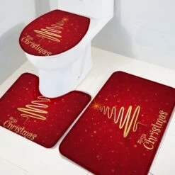 Teather Christmas Tree 3 Piece Bath Rugs Sets Gold Xmas Tree Bathroom Mats Set Non Slip Water Absorbent U-Shaped Contour Toilet Mat Star Toilet Lid Cover, Large:20'x31'+16'x20'+16'x18' -Xmas Lighting Shop 71VkIY5ommL. AC SL1500