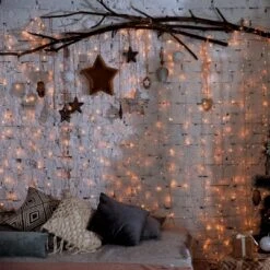 ZXWNAYL 300 LED Warm White Curtain Lights For Indoor And Outdoor Decorations, 9.8FT*9.8FT, UL Certified Power Plug, Christmas, Party, Valentine's Day, Wedding, Restaurant, Hotel Etc -Xmas Lighting Shop 71Vxf8MzZGL. AC SL1080