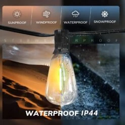 Epicflare 100FT LED Outdoor String Lights, Waterproof Patio Lights With 50+2 Edison Shatterproof Bulbs, Outside Hanging Light, Christmas Decorative For Patio, Cafe, Garden, Bar -Xmas Lighting Shop 71W0t2ZTTqL. AC SL1500