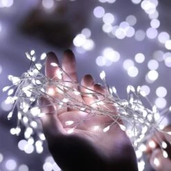 Fairy Lights Plug In, 10Feet 200 LEDs Firecracker String Lights With Remote, Christmas Lights Cluster Starry String Lights For Ceiling Bedroom Wreath Garland Window Christmas Decoration, Pure White -Xmas Lighting Shop 71W3honVRgL. AC SL1500