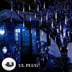 Kordain Christmas Lights Outdoor, Meteor Shower Lights Falling Star Lights 12 Inch 8 Tubes 144 LED Icicle Snow Lights Raindrop Lights For Xmas Tree Halloween Holiday Party Decoration, UL Plug, White -Xmas Lighting Shop 71W9 TgUWLL. AC SL1000