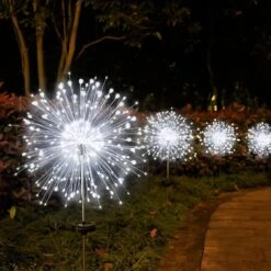 Dengduoduo Solar Garden Lights Firework Lights, 4 Pack 120 LED 8 Modes Solar Starburst Fairy Lights With Remote, Outdoor Waterproof Decorative Landscape Light For Garden Pathway Yard Christmas - White -Xmas Lighting Shop 71WAApjzxqL. AC SL1500