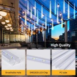 Meteor Shower Lights Outdoor - Total 19ft 8 Tubes 11.8 Inches Falling Rain Lights, Waterproof Lights Indoor & Outdoor For Christmas Halloween Decorations Tree/Porch Yard/Patio/Roof (Warm) -Xmas Lighting Shop 71WAHpYMNyL. AC SL1500