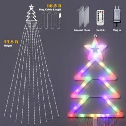 Outdoor Christmas Decorations Star String Lights 420 LED Waterproof Waterfall Lights With Christmas Tree Topper, Gorrzai 8 Lighting Modes String Lights For Tree Yard Patio Garden Party (Multi-Colored) -Xmas Lighting Shop 71WCqhr2gDL. AC SL1500