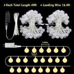 YIQU 49FT 100 LED Fairy String Lights Plug In, Extendable Globe Christmas String Lights Indoor Outdoor With 8 Modes, Fairy Lights For Bedroom Wedding Party Decoration Christmas Garden (Warm White) -Xmas Lighting Shop 71WH4UYpopL. AC SL1500