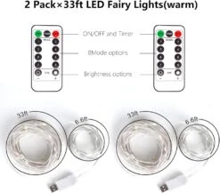 Fairy Lights USB Plug In, 2 Pack×33ft LED String Lights With Remote, 8 Modes Fairy String Lights, Christmas Lights Indoor Outdoor, Twinkle Lights For Bedroom, Party,Garden,Tree (Warm White) 13 Fairy Lights USB Plug In, 2 Pack×33ft LED String Lights With Remote, 8 Modes Fairy String Lights, Christmas Lights Indoor Outdoor, Twinkle Lights For Bedroom, Party,Garden,Tree (Warm White) -Xmas Lighting Shop 71WQ9LHP1vL. AC SL1500