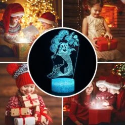 SZLTZK Mermaid 3D Illusion Lamp For Girl Mermaid Lamp Christmas Birthday Gift The Little Mermaid LED Night Light 16 Colors Changing For Kids Boy Child -Xmas Lighting Shop 71Wjd1snFbL. AC SL1000