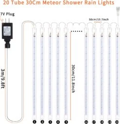 Blingstar Meteor Shower Lights Christmas Lights Outdoor 20 Tube 30 Cm 480 LED Connectable Falling Rain Lights Plug In Waterproof Icicle Lights Cascade For Xmas Tree Roof Party Wedding Decor,Cool White -Xmas Lighting Shop 71WsHZB6hL. AC SL1500