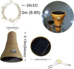 6 Pack Solar Powered Wine Bottle Lights, 20 LED Waterproof Copper Cork Solar Lights For Wedding Christmas, Outdoor, Holiday, Garden, Patio, Pathway Decor (Cool White) -Xmas Lighting Shop 71X dXCpQcL. AC SL1500