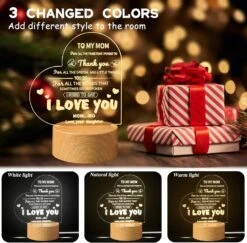 Birthday Gifts For Mom - Mom Gifts From Daughter Son - Acrylic Engraved Heart Shape Night Light - Mothers Day Thanksgiving Day Christmas Valentines Gifts For Mom Grandma Mother In Law Wife(To My Mom) -Xmas Lighting Shop 71XCM9EOWDL. AC SL1500