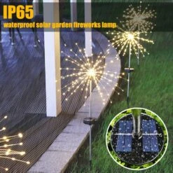 Honche 2 Pack Solar Firework Lights Plug 120LED 8 Modes Solar Garden Colorful Lights, Starburst Lights For Pathway, Patio, Lawn, Backyard, Christmas Party Decorative(Warm White) -Xmas Lighting Shop 71XOi77z4GL. AC SL1000