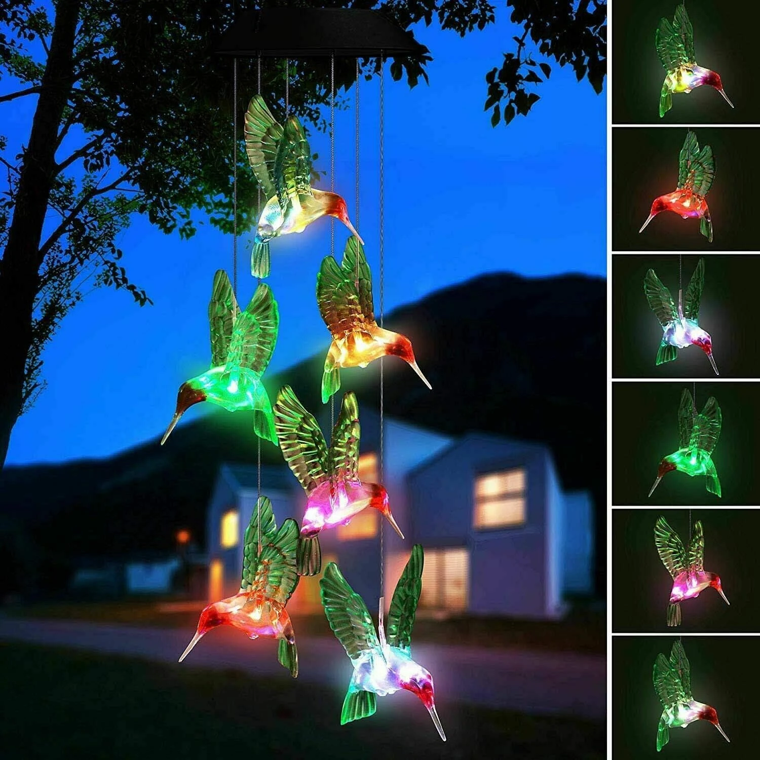 Hummingbird Solar Light, Epicgadget Solar Bird Wind Chime Color Changing Outdoor Solar Garden Decorative Lights For Walkway Pathway Backyard Christmas Decoration Parties (Green Wing Hummingbird) 1 Hummingbird Solar Light, Epicgadget Solar Bird Wind Chime Color Changing Outdoor Solar Garden Decorative Lights For Walkway Pathway Backyard Christmas Decoration Parties (Green Wing Hummingbird)