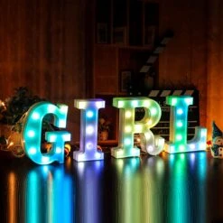 Marquee Light Up Letters LED Letter Lights Alphabet Battery Powered Seven Colors Auto-Changing Lighted Letters For Party Birthday Wedding Bar Christmas Girls Room Decoration A -Xmas Lighting Shop 71XV VcwBiL. AC SL1500