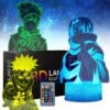EINADBAD 3 Patterns Anime Figure 3D Anime Lamp,16 Color Change Decor Lamp With Remote & Smart Touch, Christmas Birthday Gifts For Boys Girls Kids