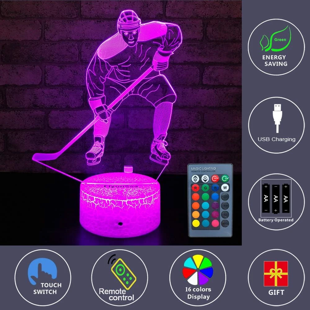 FlyonSea Kids Ice Hockey Gifts,Ice Hockey Toys 16 Color Changing Kids Night Light With Touch And Remote Control, Mens Ice Hockey Decor Light Birthday Christmas Gifts For Kids Boys Baby 2 FlyonSea Kids Ice Hockey Gifts,Ice Hockey Toys 16 Color Changing Kids Night Light With Touch And Remote Control, Mens Ice Hockey Decor Light Birthday Christmas Gifts For Kids Boys Baby - Image 2