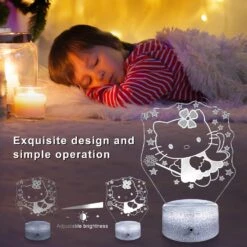GYZLK Cat Night Light For Kids 3D Illusion Kitty Lamp, With Remote 7 Colors Dimmable Bedroom Decoration Lamp, Creative Gift For Girls Birthday Christmas -Xmas Lighting Shop 71Y7m464C9L. AC SL1500