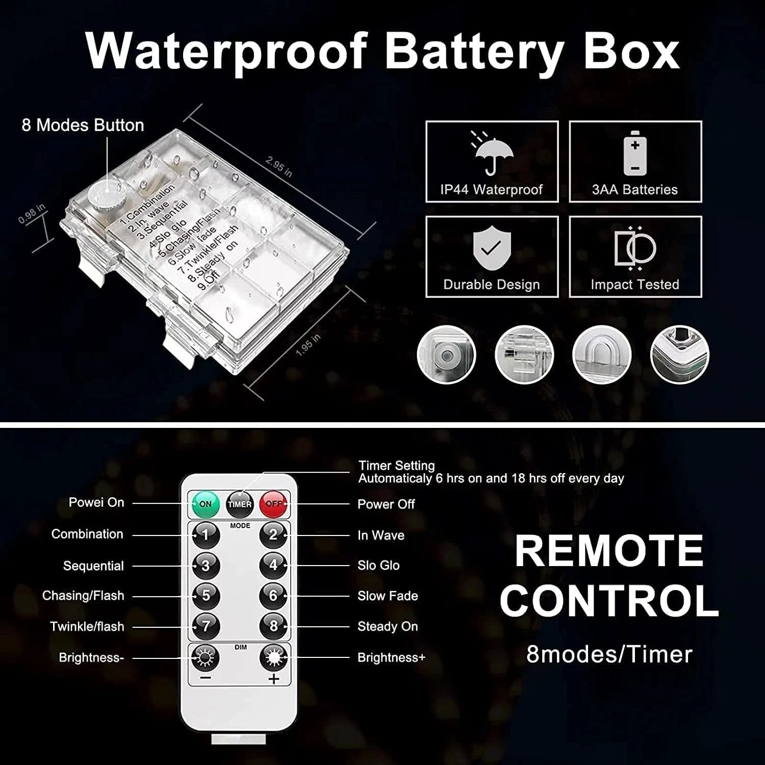 Aigleya Blue Rope Lights , 40 Ft 120 LED Strip Lighting With Remote Control, 8 Modes Outdoor Battery Operated Fairy String Lights For Party Yard Home Wedding Christmas Halloween Holiday Decoration 6 Aigleya Blue Rope Lights , 40 Ft 120 LED Strip Lighting With Remote Control, 8 Modes Outdoor Battery Operated Fairy String Lights For Party Yard Home Wedding Christmas Halloween Holiday Decoration - Image 6