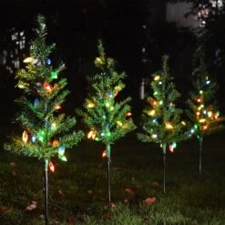 Upgraded Set Of 4pcs Solar Christmas Tree Lights Outdoor Decorations, With 80 LEDs Solar Christmas C6 Strawberry String Lights For Outside Yard,Patio,Garden,Grave,Cemetery Xmas Ornaments(Multicolor) -Xmas Lighting Shop 71YRR AKjHL. AC SL1500