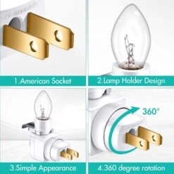 Reginary 8 Pcs Plug In Night Light Module Includes 7 Watt Bulb Plug In Night Light Set For Making Your Own DIY Decorative Night Lights, Wall, Bathroom, Hallway, Garage, Bedroom, Nursery, Christmas -Xmas Lighting Shop 71YaULFOgL. AC SL1500