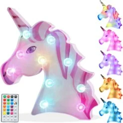 Color Changing Unicorn LED Light With Remote, Decorative Unicorn Night Light, RGB 16 Colors Marquee Signs Rainbow Unicorn Battery Operated For Boys Girls Bedroom Party Decoration Christmas Gift