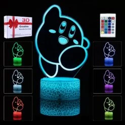 Arrucoly 3D Night Light Gifts LED Table Lamp 16 Colors Changing With Remote Control Room Decor Gifts For Fans Birthday Christmas (C)