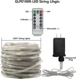 GLPE 100Ft 300 LED Fairy Lights Plug In, Multicolor String Lights Indoor Outdoor With Remote, 8 Modes Waterproof Twinkle Lights For Bedroom Garden Patio Party Wedding Christmas Decoration 9 GLPE 100Ft 300 LED Fairy Lights Plug In, Multicolor String Lights Indoor Outdoor With Remote, 8 Modes Waterproof Twinkle Lights For Bedroom Garden Patio Party Wedding Christmas Decoration -Xmas Lighting Shop 71Z8XM0IjyL. AC SL1500