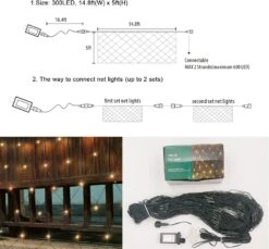300LED Net Lights, 14.8ft X 5ft 8 Modes Connectable Christmas Outdoor String Mesh Lights, Waterproof Decorative Fairy Lights Plug In For Xmas Tree Bushes Holiday Garden Wedding Party - Warm White -Xmas Lighting Shop 71ZLJrzgf0L. AC SL1500