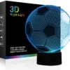 Ticent Soccer Night Light For Boys, Football 3D Illusion Lamps For Kids Bedroom Decors, 7 Color Touch Switch Cool Gifts For Girls Birthday Christmas Holidays