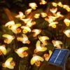 New Upgraded 4 Pack Solar Swaying Lights With 40 Bee Firefly Lights,Solar Garden Lights For Outdoor Decor,Waterproof Solar Bee Garden Stake For Christmas Pathway Lawn Patio Yard Decor (8 Modes)