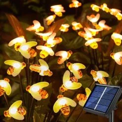 New Upgraded 4 Pack Solar Swaying Lights With 40 Bee Firefly Lights,Solar Garden Lights For Outdoor Decor,Waterproof Solar Bee Garden Stake For Christmas Pathway Lawn Patio Yard Decor (8 Modes)