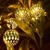 Hann LED Solar Globe String Lights, 12ft 10 LEDs Moroccan Orb Ball, Waterproof Ambiance Lighting, 3000K Warm White, Starry Fairy Lights For Outdoor Garden Yard Patio Party Christmas Party