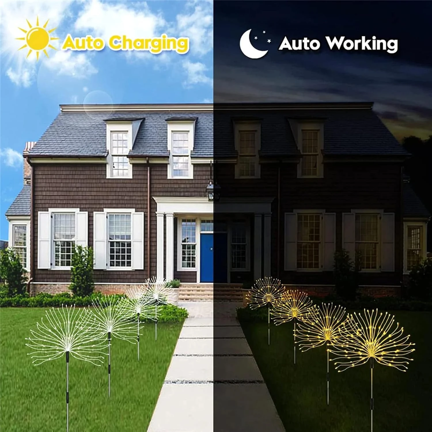 Serpouliom Solar Garden Lights, Firework Lights Outdoor 2 Pack 180 LED Solar Lights Outdoor Waterproof Landscape Lamp, Decor For Courtyard Garden Christmas Party (Warm White) 4 Serpouliom Solar Garden Lights, Firework Lights Outdoor 2 Pack 180 LED Solar Lights Outdoor Waterproof Landscape Lamp, Decor For Courtyard Garden Christmas Party (Warm White) - Image 4