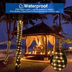LED Rope Lights Battery Operated 8 Modes Timer Fairy String Lights With Remote,40Ft 120 LEDs Outdoor Tube Light Waterproof For Christmas Bedroom Patio Pool Garden Boat Camping Décor (Warm White) -Xmas Lighting Shop 71a06gGtLQL. AC SL1300
