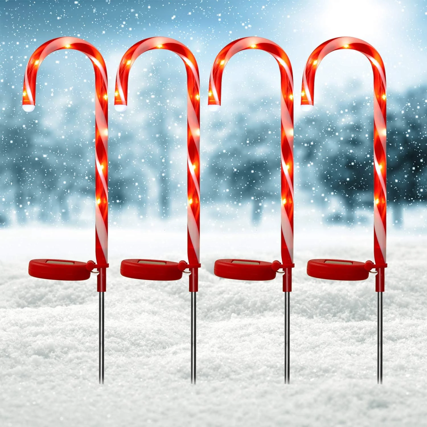 Doingart Candy Cane Solar Lights Christams Ourdoor Decoration Clearance - 4 Pack Outdoor Candy Cane Stakes With Built-in LED Lights For Pathway Walkway Christmas Decorations, 23 Inch 1 Doingart Candy Cane Solar Lights Christams Ourdoor Decoration Clearance - 4 Pack Outdoor Candy Cane Stakes With Built-in LED Lights For Pathway Walkway Christmas Decorations, 23 Inch
