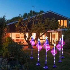 4PCS Christmas American Flag Lights 4th Of July Solar Patriotic Lawn Light, Garden Stake Light LED Landscape Light Pathway Light For Independence Day Memorial Day Decor(Color Changing-Star) -Xmas Lighting Shop 71aCuUPj4DL. AC SL1500