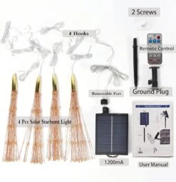4Pack 800LED Solar Starburst Sphere Lights,Firework Lights Remote Control Timer 8 Modes Dimmable Waterproof Hanging Fairy Light, Copper Wire Sparkly Lights For Patio Party Tent Christmas (Warm White) -Xmas Lighting Shop 71aHLmplX L. AC SL1500