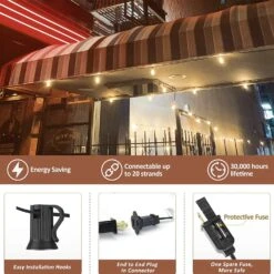 Epicflare 100FT LED Outdoor String Lights, Waterproof Patio Lights With 50+2 Edison Shatterproof Bulbs, Outside Hanging Light, Christmas Decorative For Patio, Cafe, Garden, Bar -Xmas Lighting Shop 71ait48KOL. AC SL1500