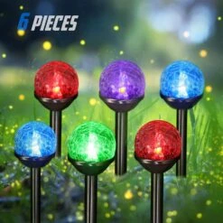 Honoson 6 Pieces Crackle Glass Solar Lights LED Color Changing Solar Lights Outdoor Lawn Lights Solar Lights For Christmas Garden Decor Lights Patio Pathway Lawn Yard Landscape -Xmas Lighting Shop 71ajexNQWiL. AC SL1500