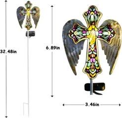 TEDOF Solar Cross Colored Glass Garden Decor,Jesus Cross Grave Decorations For Cemetery Statues Lights,Angel Solar Garden Lights,Halloween Christmas Outdoor Lawn Yard Patio -Xmas Lighting Shop 71apASULTL. AC SL1500