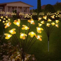 New Upgraded 4 Pack Solar Swaying Lights With 40 Bee Firefly Lights,Solar Garden Lights For Outdoor Decor,Waterproof Solar Bee Garden Stake For Christmas Pathway Lawn Patio Yard Decor (8 Modes) -Xmas Lighting Shop 71auLdjcsOL. AC SL1500