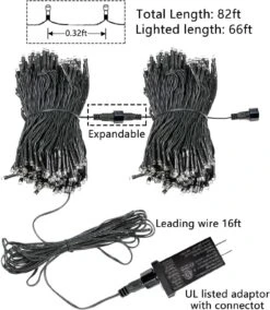 Upgraded 82FT 200 LED Christmas String Lights Outdoor/Indoor, Extendable Green Wire, Memory Function & Timer & 8 Modes, Waterproof Fairy String Lights For Xmas Tree Holiday Party Garden (Warm White) -Xmas Lighting Shop 71b BNlaFPL. AC SL1500