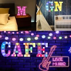 Light Up Colorful LED Marquee Letter Lights, 18 Colors Changing Alphabet Letters Sign With Remote Timer For Night Light Girls Bedroom Wedding Birthday Party Lamp Christmas Home Bar Decor- Colorful A -Xmas Lighting Shop 71bG3vagxpL. AC SL1200