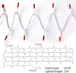 Christmas Red Mini String Lights, 100 Count 26.5 Feet Detachable Incandescent Bulb Waterproof Red Fairy Lights Plug In For Indoor Outdoor Party Patio Valentine's Day Decoration, White Wire -Xmas Lighting Shop 71bHHqGd1ML. AC SL1500
