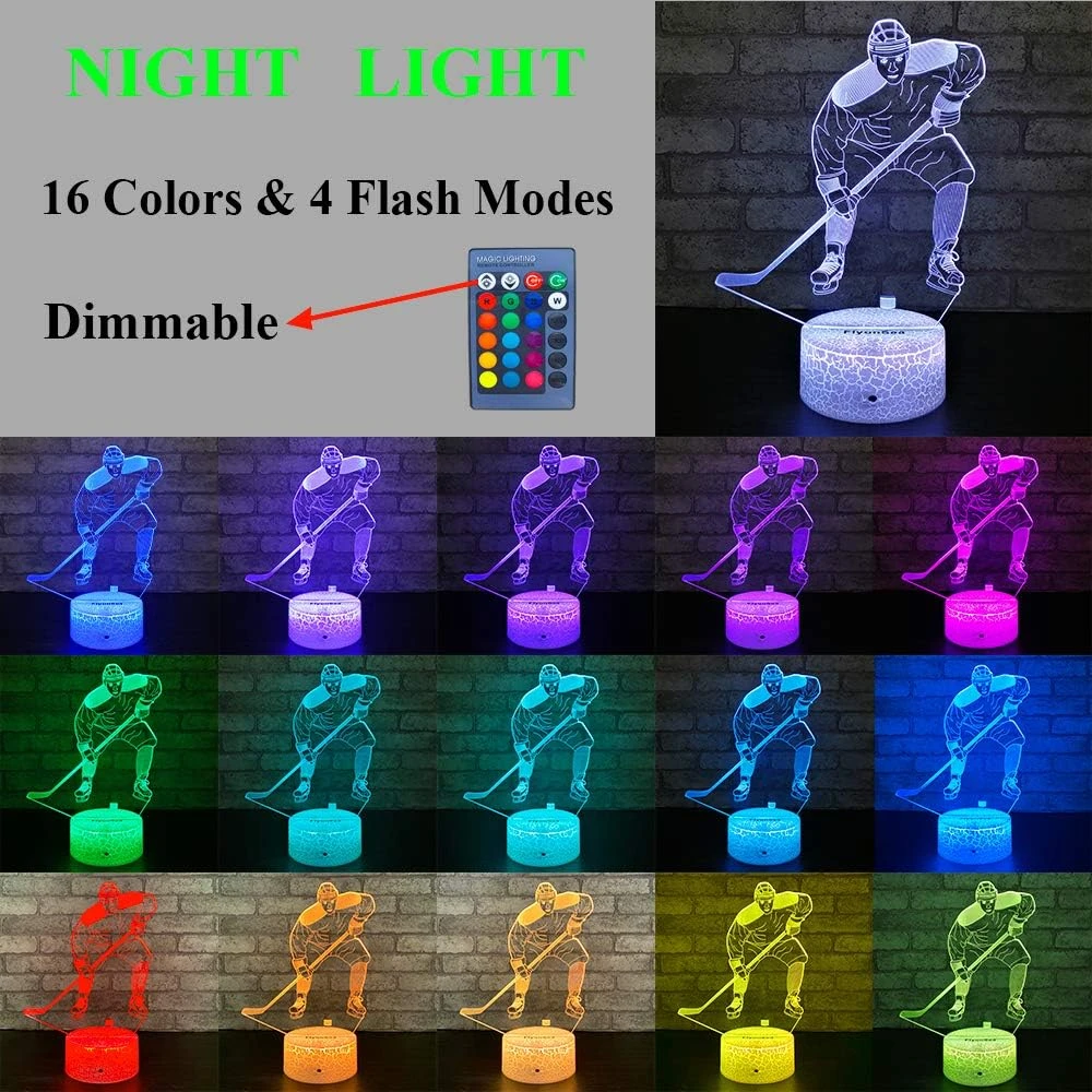 FlyonSea Kids Ice Hockey Gifts,Ice Hockey Toys 16 Color Changing Kids Night Light With Touch And Remote Control, Mens Ice Hockey Decor Light Birthday Christmas Gifts For Kids Boys Baby 4 FlyonSea Kids Ice Hockey Gifts,Ice Hockey Toys 16 Color Changing Kids Night Light With Touch And Remote Control, Mens Ice Hockey Decor Light Birthday Christmas Gifts For Kids Boys Baby - Image 4