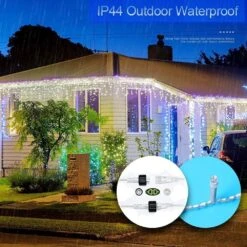 KNONEW Christmas Lights Outdoor Decorations 400 LED 33ft 8 Modes Curtain Fairy String Light With 75 Drops, Clear Wire LED String Light Decor For Wedding Party Holiday Christmas Decorations Cool White -Xmas Lighting Shop 71bjN6RiMLL. AC SL1000