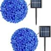 QITONG 2 Pack Blue Solar String Lights Outdoor Waterproof, Each 33ft 100 LED Solar Christmas Lights, 8 Modes Green Wire Solar Tree Lights For Pool Garden Patio Yard Tree Party Wedding